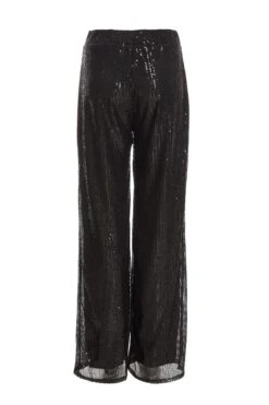 Black Sequin High Waist Palazzo Trousers 12 Black Sequin High Waist Palazzo Trousers -Claasyoo Shop 00100024443 ZB