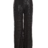 Black Sequin High Waist Palazzo Trousers -Claasyoo Shop 00100024443 ZM