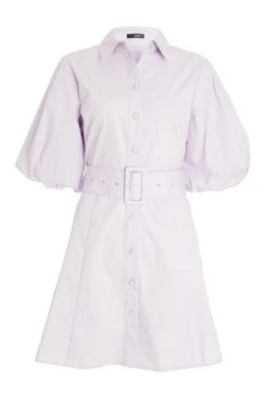 Lilac Puff Sleeve Shirt Dress