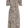 Cream Animal Print Midi Dress 1 Cream Animal Print Midi Dress -Claasyoo Shop 00100029745 ZM