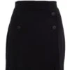 Black Button Front Mini Skirt 1 Black Button Front Mini Skirt -Claasyoo Shop 00100031195 ZM