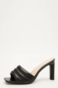 Wide Fit Black Heeled Mule Sandal