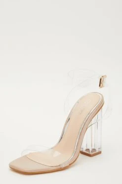 Square Toe Clear Heeled Sandal