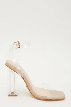 Wide Fit Square Toe Clear Heeled Sandal -Claasyoo Shop 00100031837 ZS
