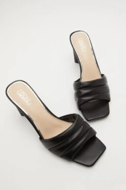 Black Padded Mule Sandals -Claasyoo Shop 00100032842 XS