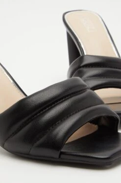 Black Padded Mule Sandals -Claasyoo Shop 00100032842 ZB