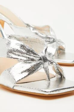 Silver Mule Heeled Sandals -Claasyoo Shop 00100032932 ZB