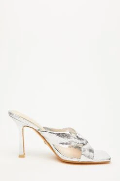 Silver Mule Heeled Sandals -Claasyoo Shop 00100032932 ZS