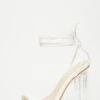 White Clear Ankle Tie Heeled Sandals -Claasyoo Shop 00100032940 ZM