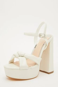 White Platform Knot Heeled Sandals -Claasyoo Shop 00100032958 XB