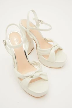 White Platform Knot Heeled Sandals -Claasyoo Shop 00100032958 XS