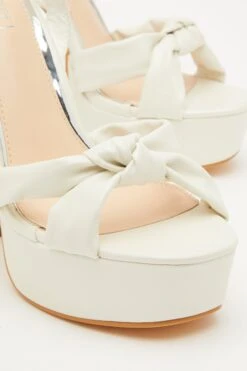 White Platform Knot Heeled Sandals -Claasyoo Shop 00100032958 ZB