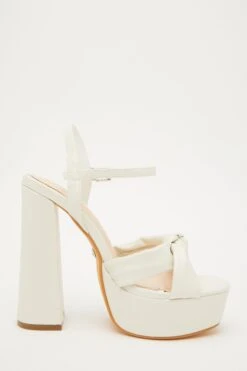 White Platform Knot Heeled Sandals -Claasyoo Shop 00100032958 ZS