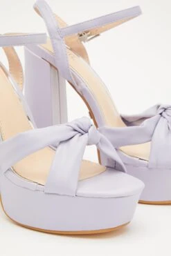 Lilac Platform Knot Heeled Sandals -Claasyoo Shop 00100032960 ZB