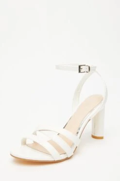 White Strappy Heeled Sandals -Claasyoo Shop 00100032964 XB