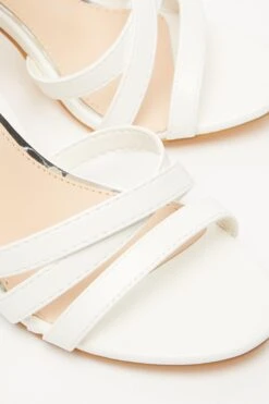 White Strappy Heeled Sandals -Claasyoo Shop 00100032964 ZB