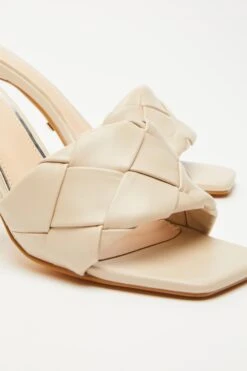 Nude Woven Mule Sandals -Claasyoo Shop 00100032968 ZB