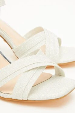 Silver Shimmer Heeled Sandals -Claasyoo Shop 00100032974 ZB