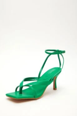 Green Square Toe Heeled Sandals -Claasyoo Shop 00100032977 XB