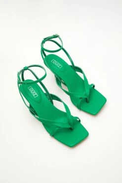 Green Square Toe Heeled Sandals -Claasyoo Shop 00100032977 XS