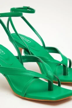 Green Square Toe Heeled Sandals -Claasyoo Shop 00100032977 ZB