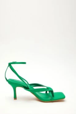 Green Square Toe Heeled Sandals -Claasyoo Shop 00100032977 ZS