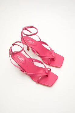 Pink Square Toe Heeled Sandal -Claasyoo Shop 00100032979 XS