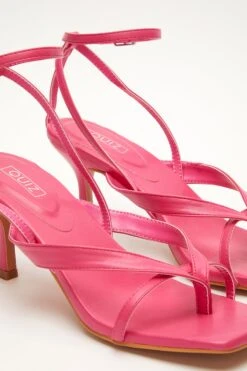 Pink Square Toe Heeled Sandal -Claasyoo Shop 00100032979 ZB