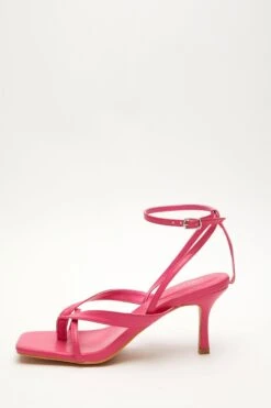 Pink Square Toe Heeled Sandal