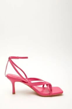 Pink Square Toe Heeled Sandal -Claasyoo Shop 00100032979 ZS
