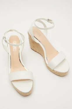 White Woven Wedges -Claasyoo Shop 00100033255 XS