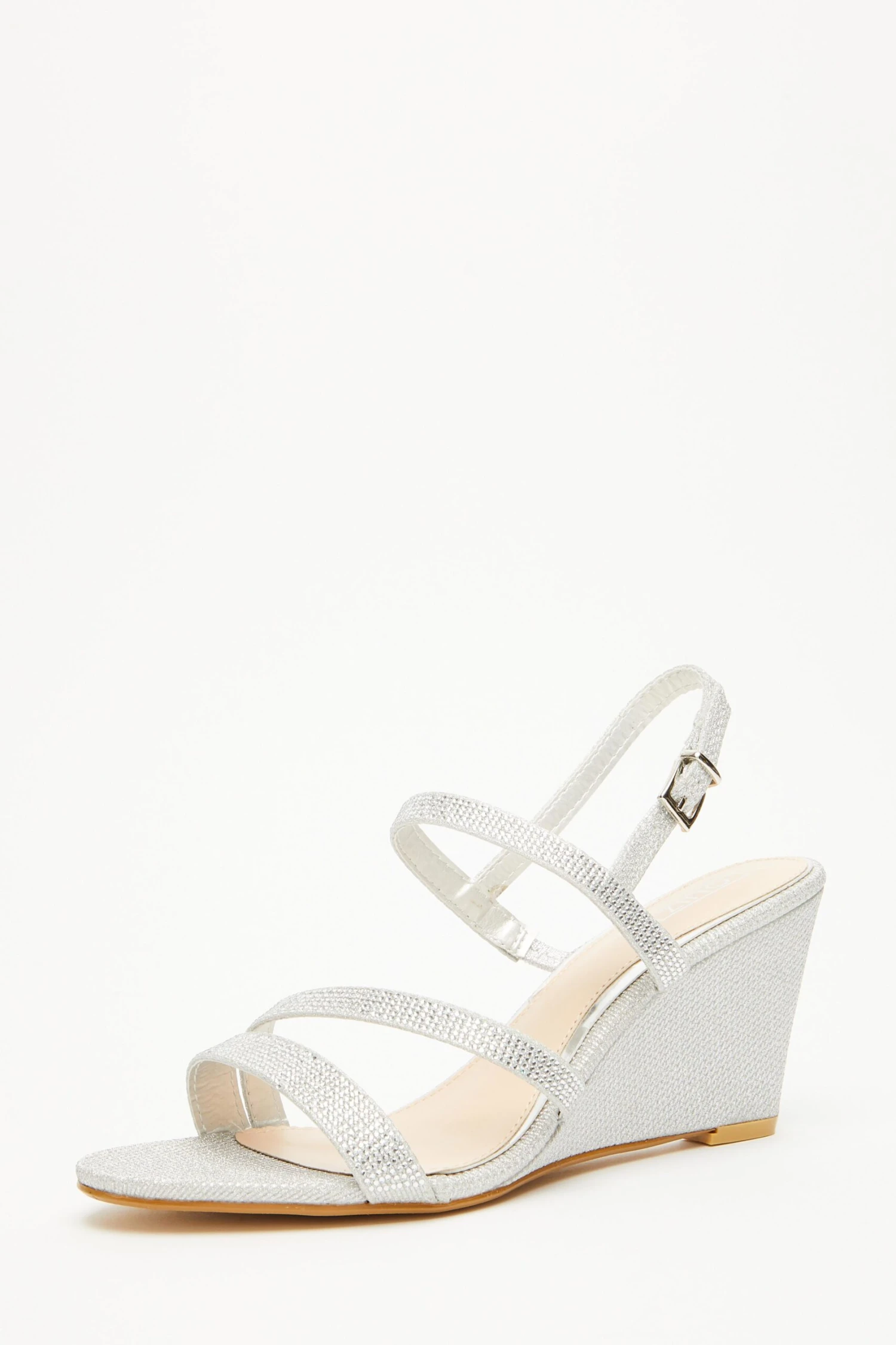 Silver Embellished Strappy Wedges 5 Silver Embellished Strappy Wedges - Image 3