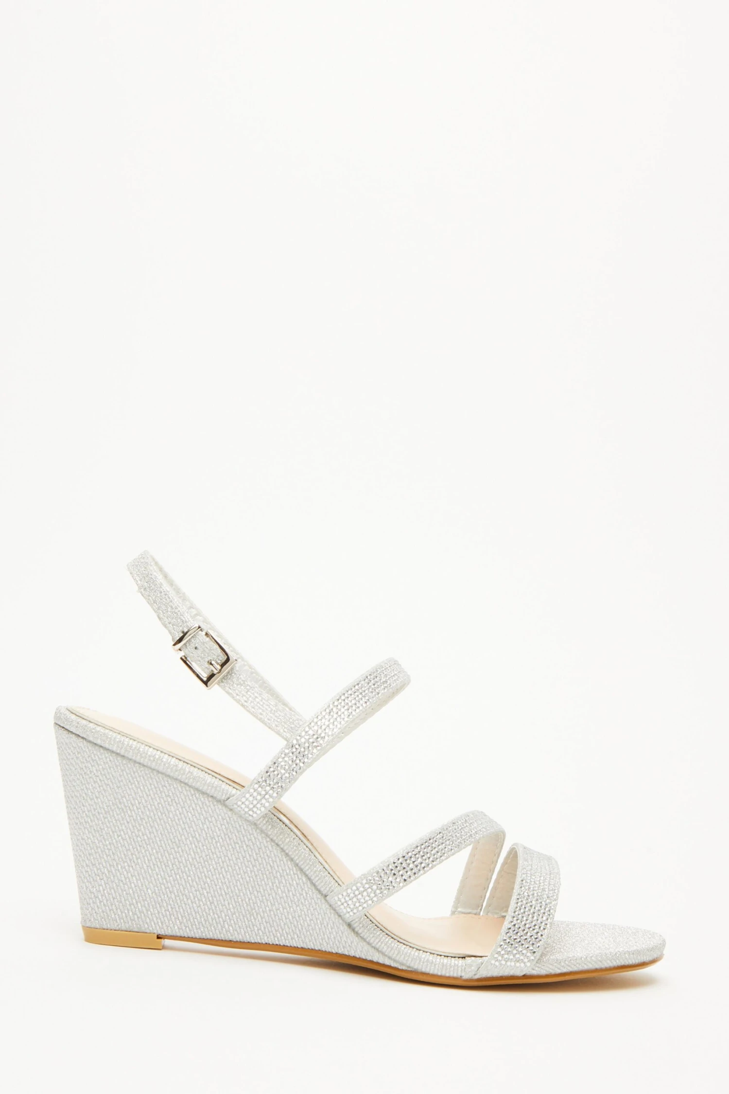 Silver Embellished Strappy Wedges 4 Silver Embellished Strappy Wedges - Image 2
