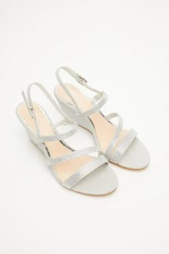 Silver Embellished Strappy Wedges 11 Silver Embellished Strappy Wedges -Claasyoo Shop 00100033290 XS