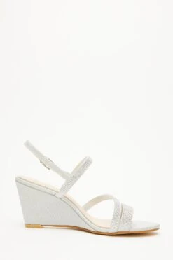 Silver Embellished Strappy Wedges 13 Silver Embellished Strappy Wedges -Claasyoo Shop 00100033290 ZS