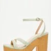 Sage Faux Leather Platform Heeled Sandals -Claasyoo Shop 00100033291 ZM