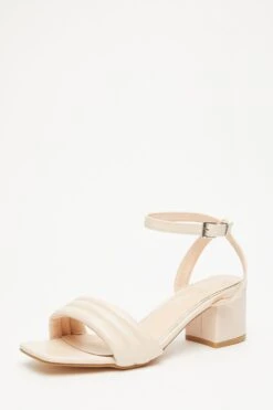 Wide Fit Nude Block Heeled Sandals -Claasyoo Shop 00100033308 XB