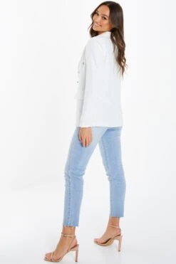 Cream Tailored Blazer -Claasyoo Shop 00100034074 XB