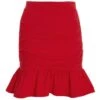 Red Ruched Mini Skirt -Claasyoo Shop 00100034082 ZM