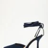Navy Satin Ankle Tie Court Heels -Claasyoo Shop 00100034490 ZM