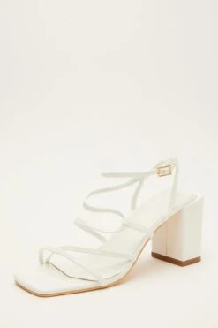 White Strappy Block Heeled Sandals -Claasyoo Shop 00100034553 XB