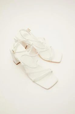 White Strappy Block Heeled Sandals -Claasyoo Shop 00100034553 XS