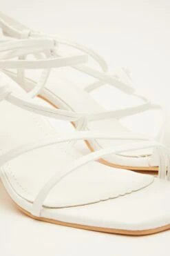 White Strappy Block Heeled Sandals -Claasyoo Shop 00100034553 ZB
