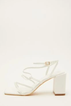 White Strappy Block Heeled Sandals