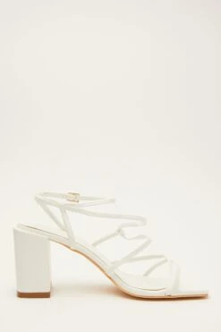 White Strappy Block Heeled Sandals -Claasyoo Shop 00100034553 ZS