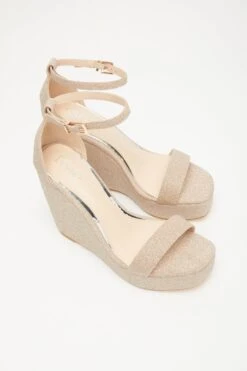 Rose Gold Shimmer Platform Wedges -Claasyoo Shop 00100034582 XS