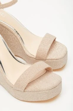 Rose Gold Shimmer Platform Wedges -Claasyoo Shop 00100034582 ZB