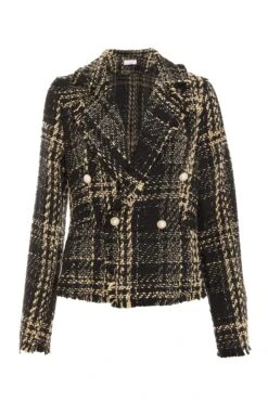 Black Check Boucle Tailored Blazer