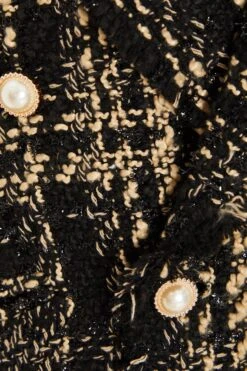 Black Check Boucle Tailored Blazer -Claasyoo Shop 00100034848 ZS