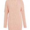 Pink Knitted Pearl Mini Jumper Dress -Claasyoo Shop 00100034982 ZM